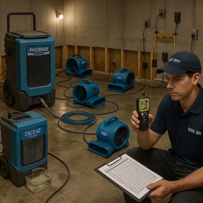 Structural Drying and Dehumidification process in Preston City, CT